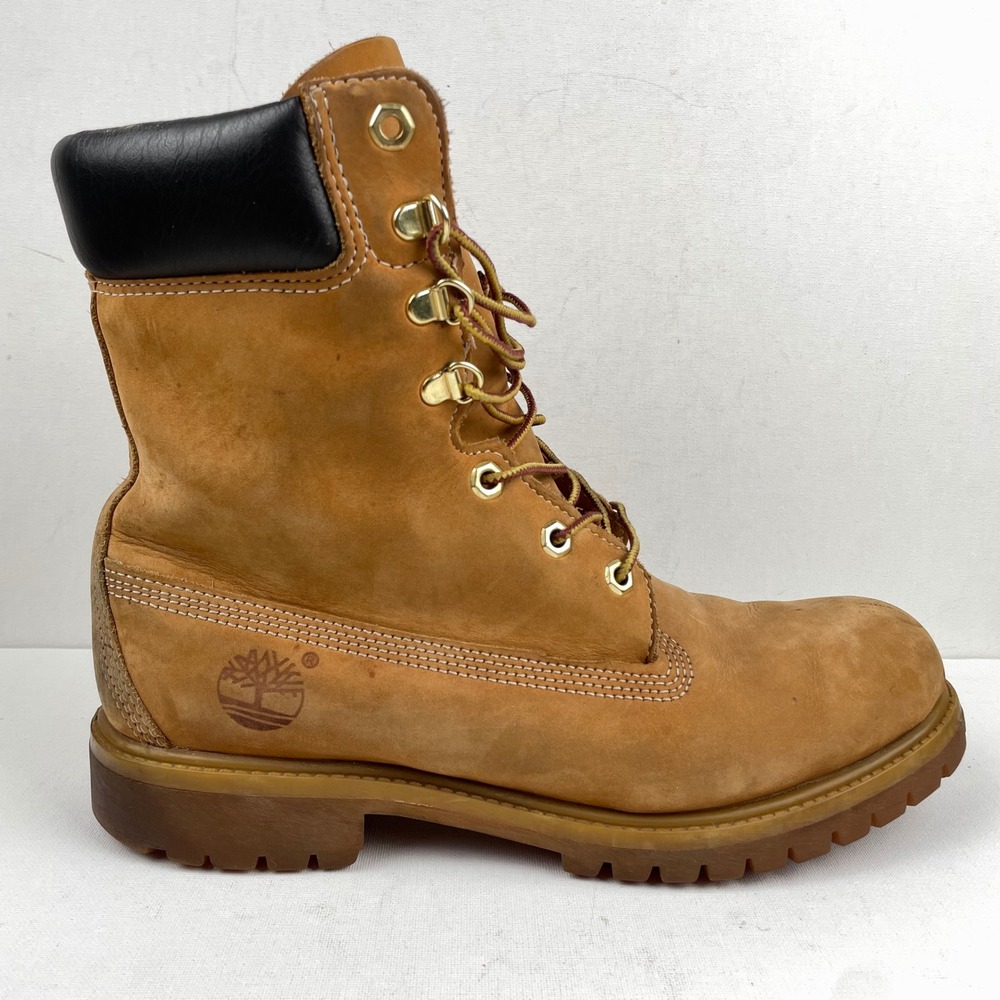 Timberland Boots 8 inch Premium Beige Wheat Nubuck Waterproof - Men's Size 9